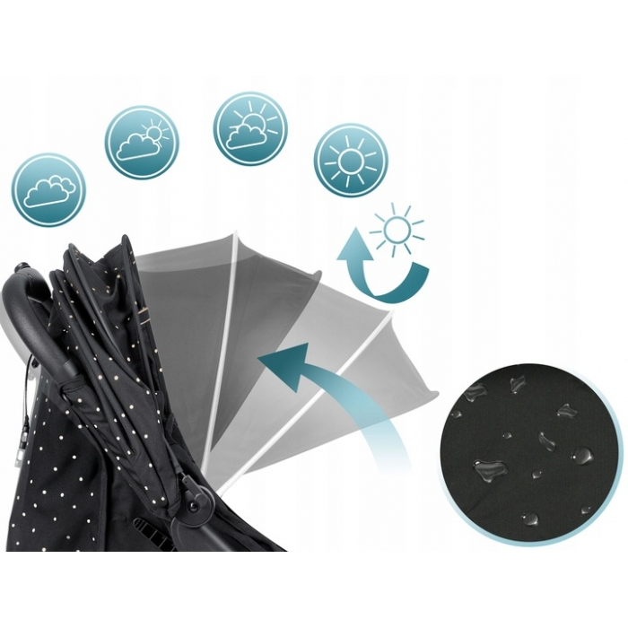 Carucior sport pentru copii, 78 x 33 x 104 cm, Nukido Paseo 716001 - Negru cu auriu [4]