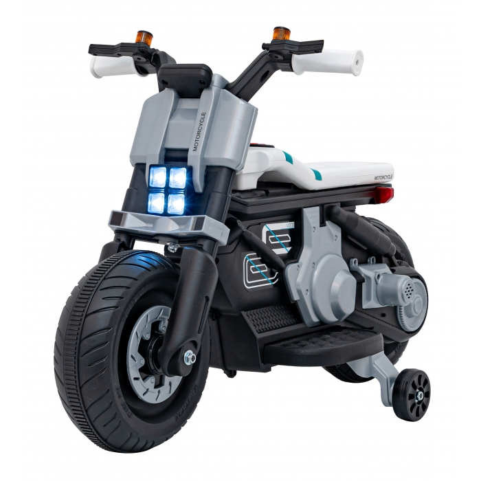 Motocicleta electrica Future QLS-805, roti din plastic + 2 roti ajutatoare, 88x46x56 cm, putere 25W - Alb [17]