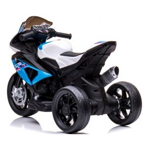 Motocicleta electrica pentru copii BMW HP4, 84x55x42 cm, varsta 2-5 ani, roti si scaun din plastic, putere 60W - Albastru [2]
