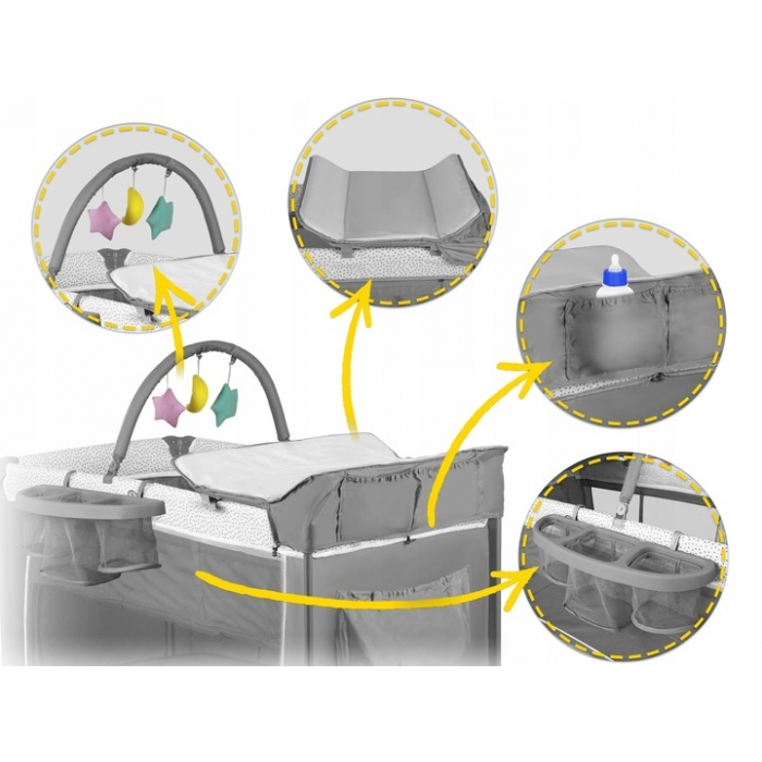 Patut pliabil 125 x 65 x 78 cm Ricokids RK-241 - Gri [6]