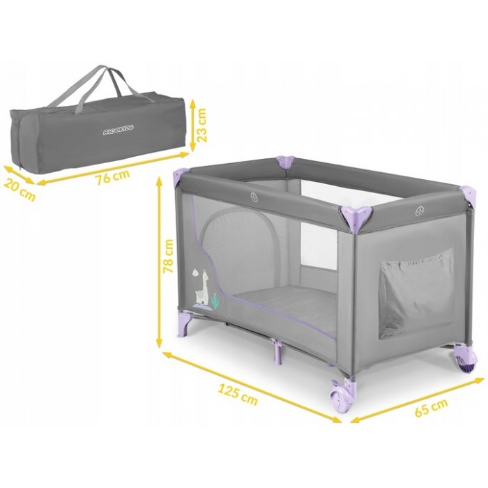 Patut pliabil Ricokids RK-240 Gri cu mov [6]