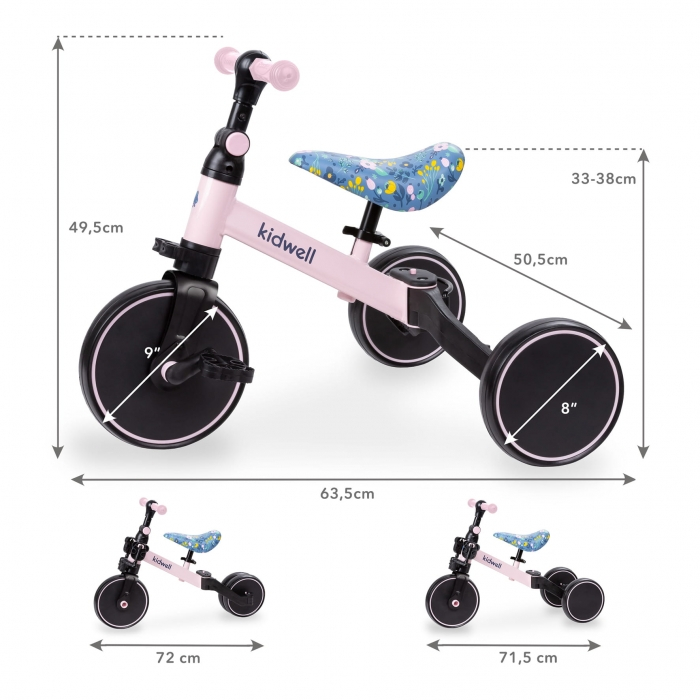 Tricicleta cu pedale 3 in 1 Kidwell Pico Spring Flower [13]