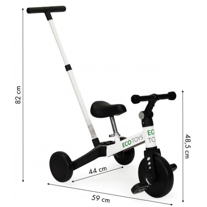 Tricicleta cu pedale si maner 2 in 1 Ecotoys YM-BT-6 - Alb [3]