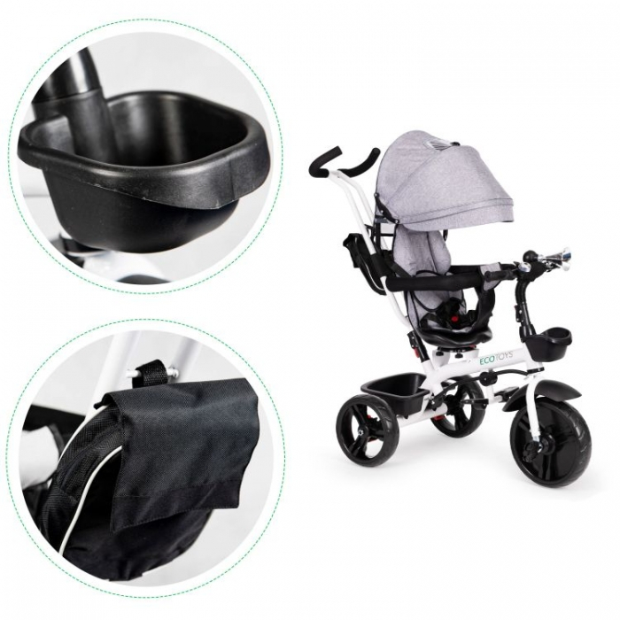 Tricicleta cu sezut reversibil Ecotoys JM-322 - Gri [6]