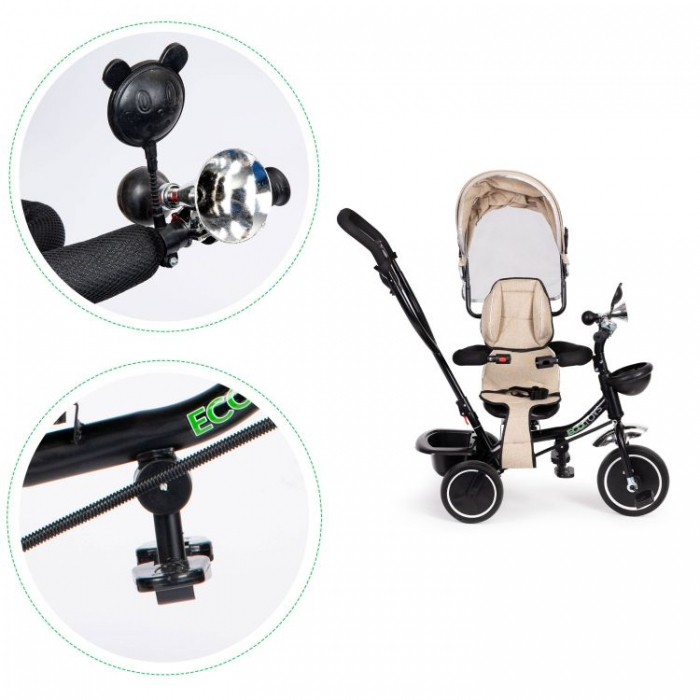 Tricicleta cu sezut rotativ Ecotoys JM-066-9 - Bej [8]