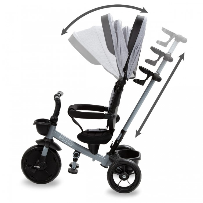 Tricicleta cu sezut rotativ si roti cu spuma EVA Kidwell Axel - Gri [7]