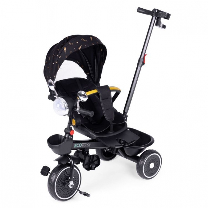 Tricicleta pentru copii, scaun rotativ 360Â°, roti din spuma EVA, Ecotoys WQL-186 - Negru [6]