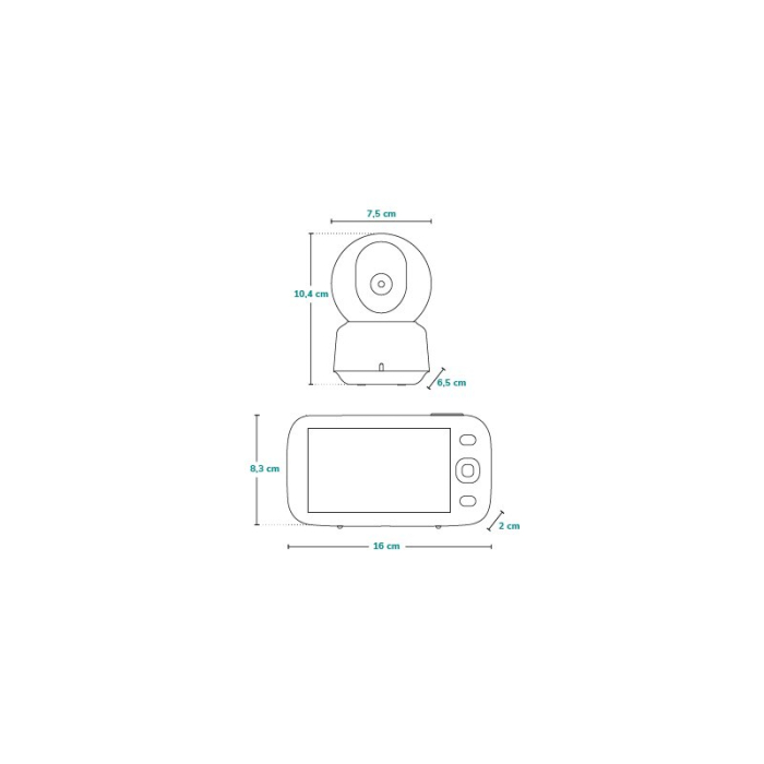 Video monitor, Lionelo, Babyline 5,1, Wireless, Cu 8 cantece de leagan, Cu doua camere independente, Mod nocturn, Utilizare 24 h fara incarcare, Alb [15]