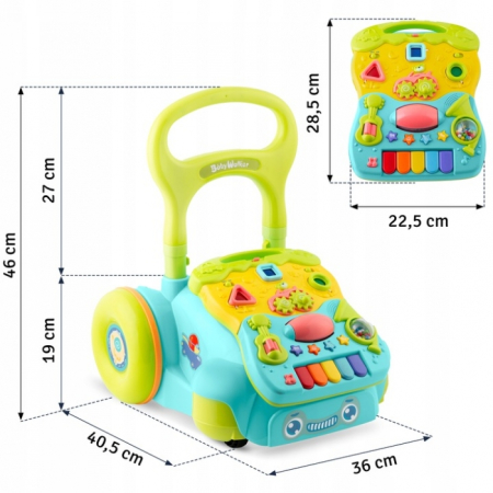 Antemergator 2 in 1 cu diverse activitati si muzica Ricokids RK-744 - Turcoaz [6]
