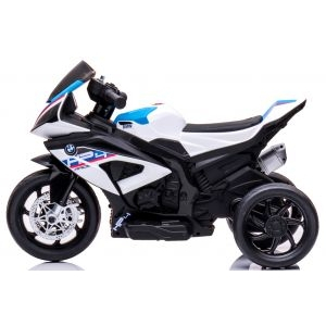 Motocicleta electrica pentru copii BMW HP4, 84x55x42 cm, varsta 2-5 ani, roti si scaun din plastic, putere 60W - Alb [2]