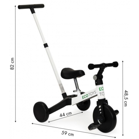 Tricicleta cu pedale si maner 2 in 1 Ecotoys YM-BT-6 - Alb [2]