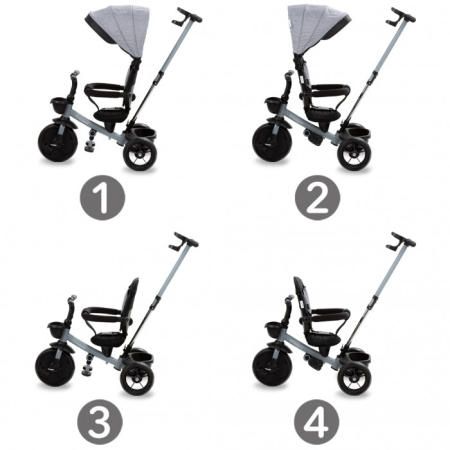 Tricicleta cu sezut rotativ si roti cu spuma EVA Kidwell Axel - Gri [5]