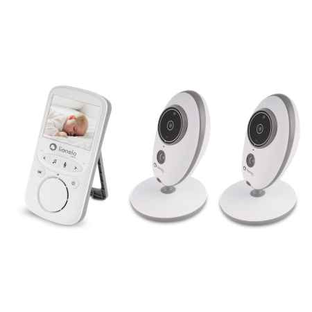 Interfon/Videofon Bebe - Video monitor, Lionelo, Babyline 5,1, Wireless, Cu 8 cantece de leagan, Cu doua camere independente, Mod nocturn, Utilizare 24 h fara incarcare, Alb
