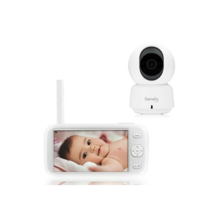 Siguranta Bebelusului - Video monitor, Lionelo, Babyline 5,1, Wireless, Cu 8 cantece de leagan, Cu doua camere independente, Mod nocturn, Utilizare 24 h fara incarcare, Alb