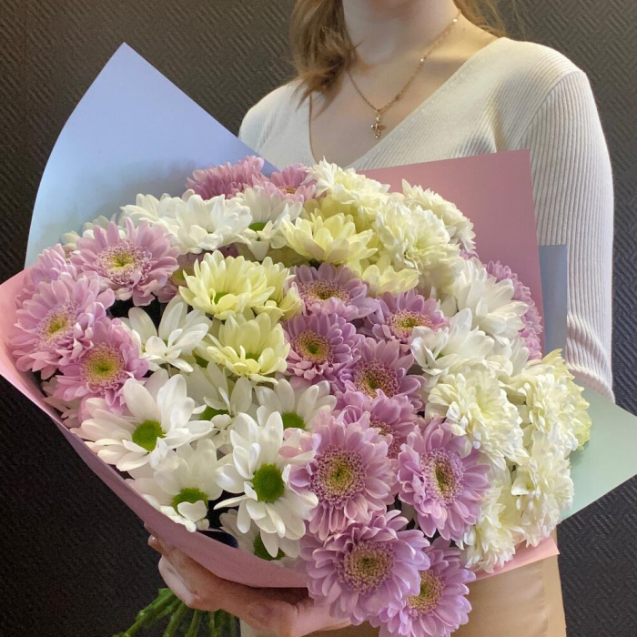 Buchet Alb-Roz din 11 Crizanteme [2]