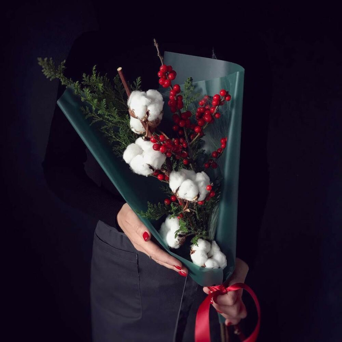 Buchet cu Ilex, Brad și Bumbac [1]