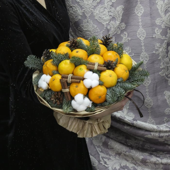 Buchet cu Mandarine, Brad, Bumbac și Scorțișoară [3]