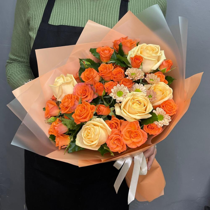 Buchet de Toamnă cu Trandafiri Portocalii [4]