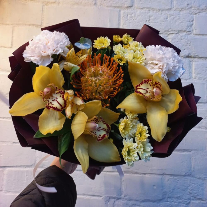Buchet de Toamnă din Crizanteme și Orhidee [2]