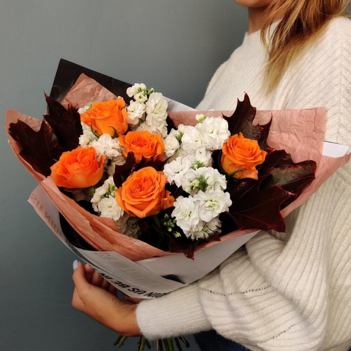 Buchet de Toamnă din Trandafiri și Matthiola [4]