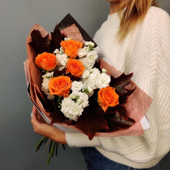 Buchet de Toamnă din Trandafiri și Matthiola [3]