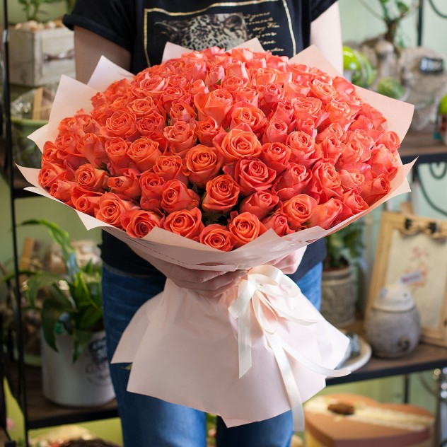 Buchet din 101 Trandafiri Portocalii [1]