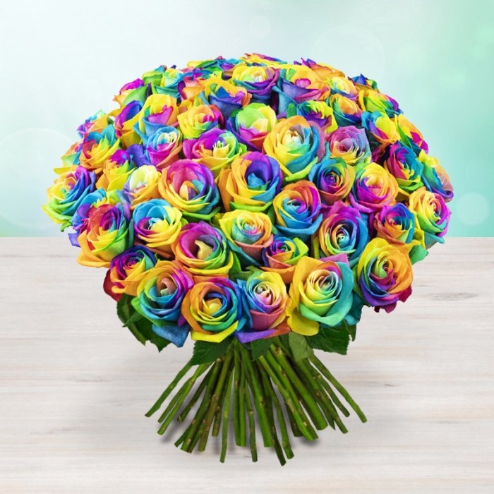 Buchet din 101 Trandafiri Rainbow [2]