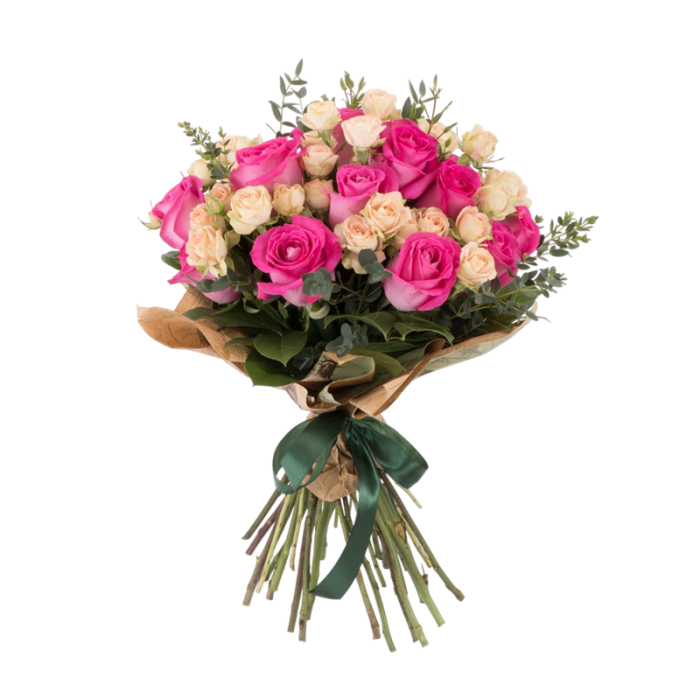 Buchet din 11 Trandafiri Roz și Minirosa [1]