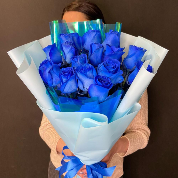 Buchet din 15 Trandafiri Albaștri [2]