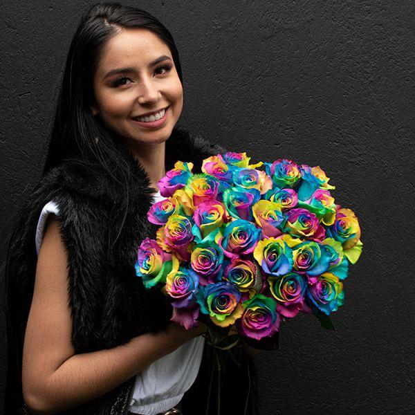 Buchet din 29 Trandafiri Rainbow [1]