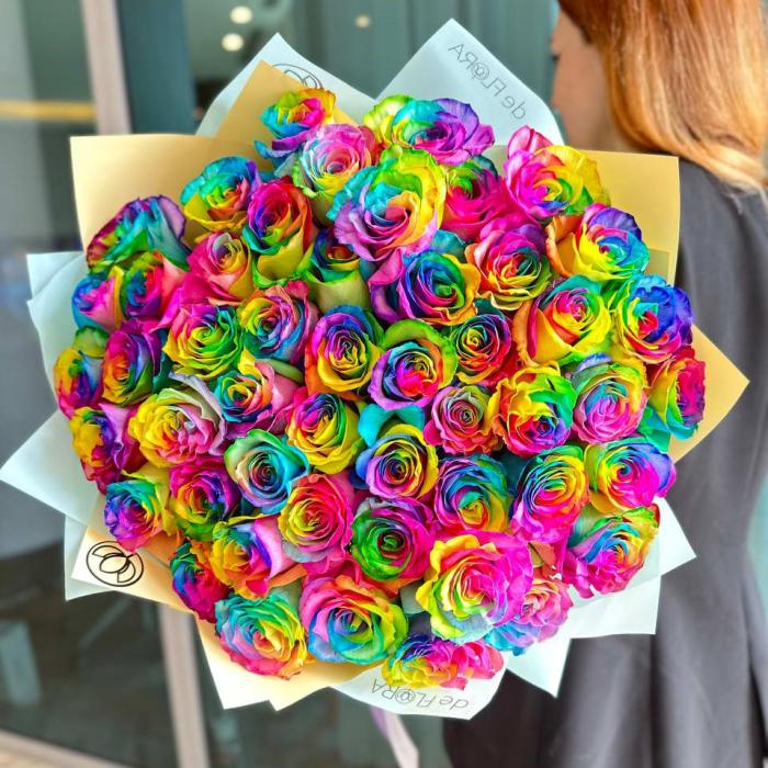 Buchet din 51 Trandafiri Rainbow [2]