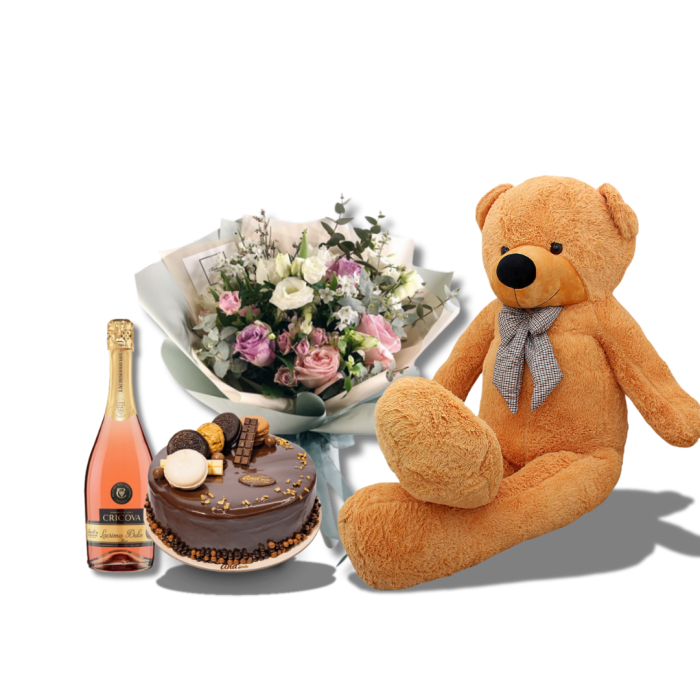 Surpriză la Domiciliu cu Buchet, Tort, Urs de Pluș și Șampanie [1]