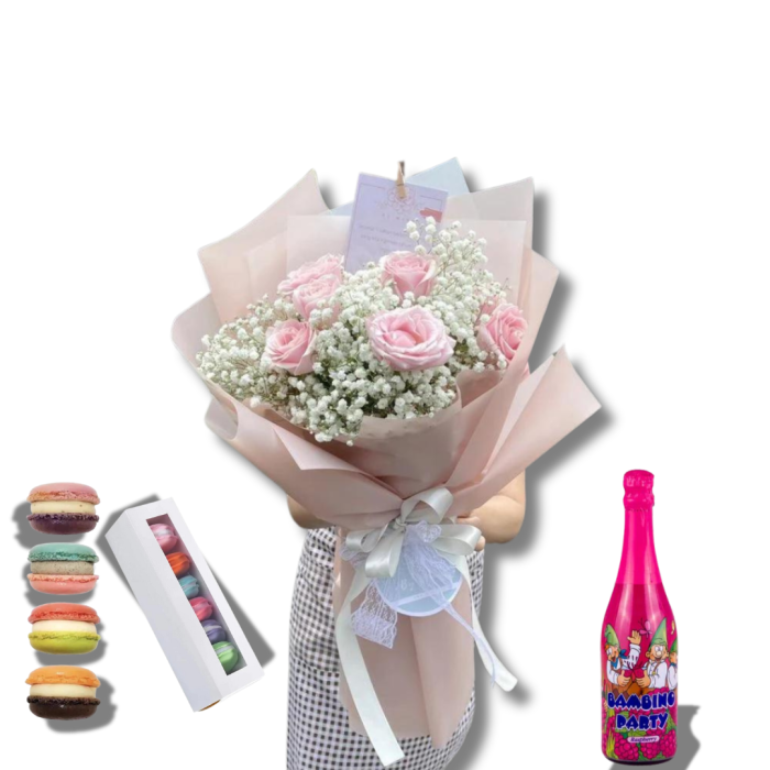 Surpriză pentru Copii | Buchet de Flori, Macarons și Șampanie [1]