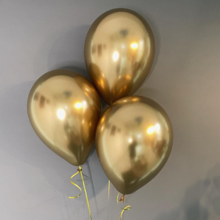 Baloane - Baloane Aurii Chrome cu Heliu (3 buc)