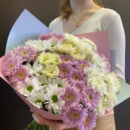 Buchet Alb-Roz din 11 Crizanteme [1]