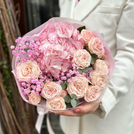 Buchete - Buchet cu Hortensie și Trandafiri