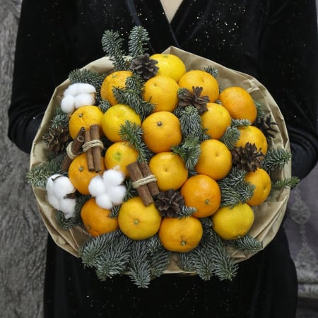 Buchet cu Mandarine, Brad, Bumbac și Scorțișoară [1]