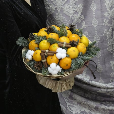 Buchet cu Mandarine, Brad, Bumbac și Scorțișoară [2]