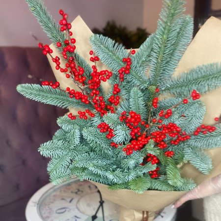 Buchet de Crăciun cu Ilex și Brad Nobilis [1]