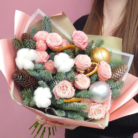 Buchete - Buchet de Iarnă din Trandafiri și Nobilis