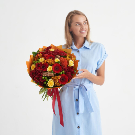 Buchet de Toamnă cu Alstroemeria, Crizantemă și Hypericum [1]