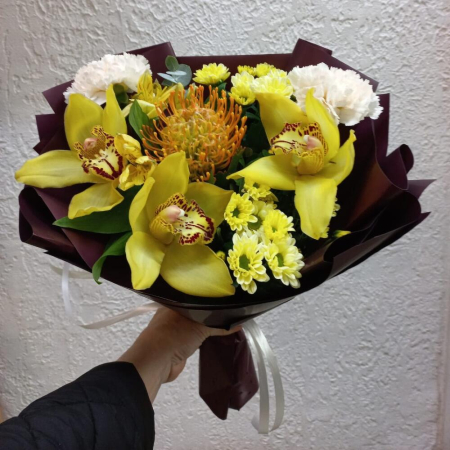 Buchet de Toamnă din Crizanteme și Orhidee [2]