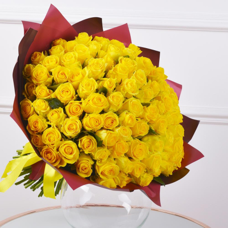 Buchet din 101 Trandafiri Galbeni [4]