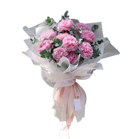 Buchete - Buchet din 11 Bujori Roz cu Eucalipt