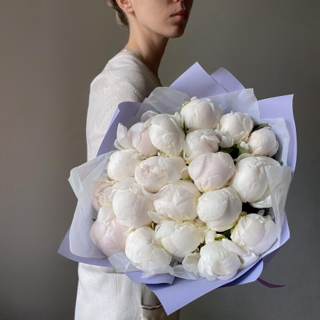 Buchet din 19 Bujori Albi [5]