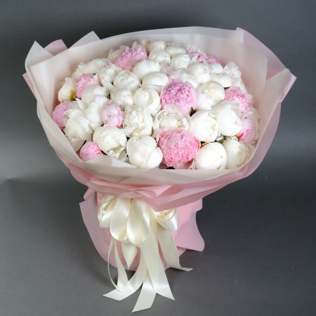 Buchete - Buchet din 51 Bujori Roz-Alb