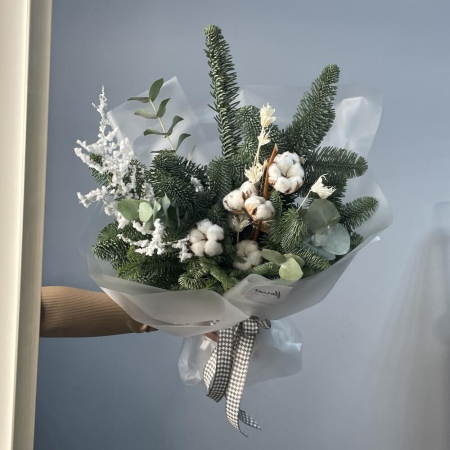 Buchete - Buchet Natural cu Brad, Eucalipt și Bumbac