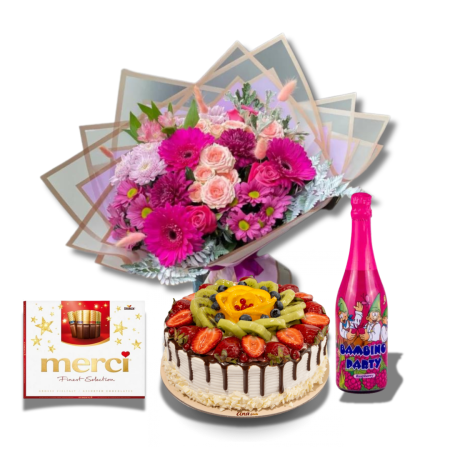 Surprize la Domiciliu - Surpriză cu Flori, Tort, Merci și Șampanie pentru Copil