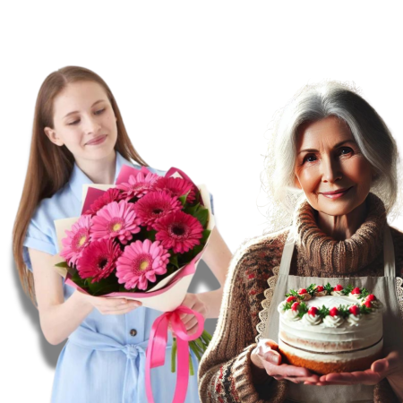 Surprize la Domiciliu - Surpriză la Domiciliu cu Flori și Tort pentru Bunica