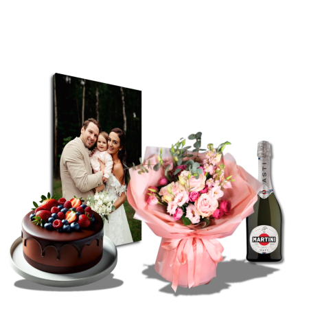Surprize la Domiciliu - Surpriză la Domiciliu cu Tablou, Tort, Flori și Șampanie